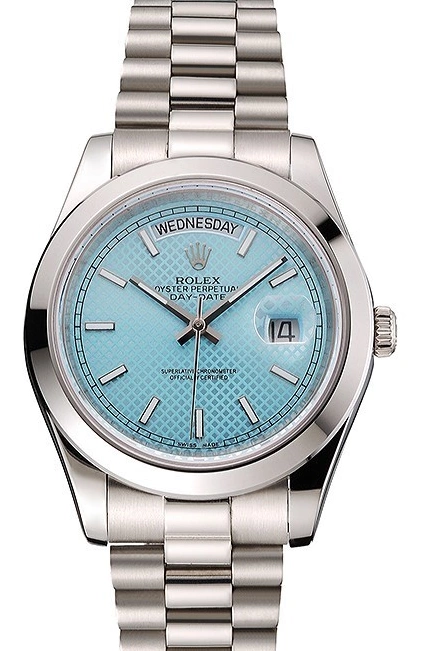 Rolex copies cheap Rolex 40 Stainless Date Steel Day Swiss Platinum Bracelet And Dial Case Ice Blue 0515